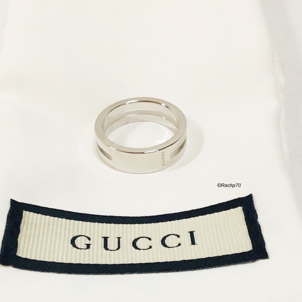 New Authentic Gucci Trademark Ring w/ Cut-Out Band - Picture 5 of 8